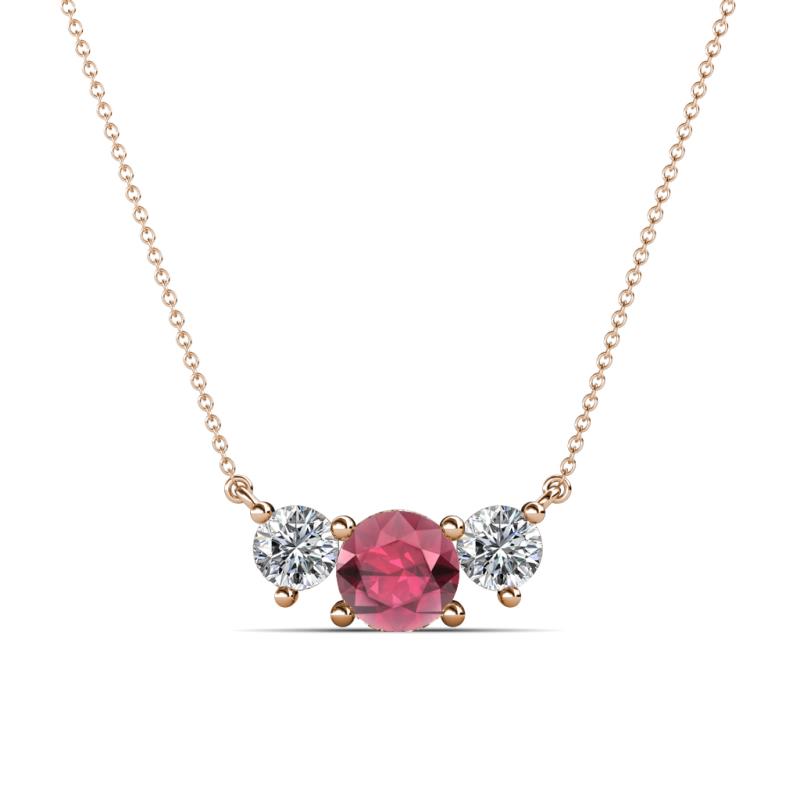 Raia Rhodolite Garnet and Diamond Three Stone Pendant 