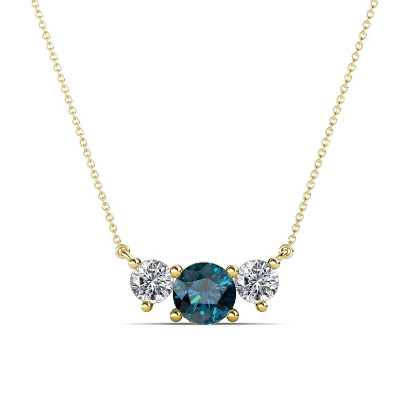 Raia Blue and White Diamond Three Stone Pendant 