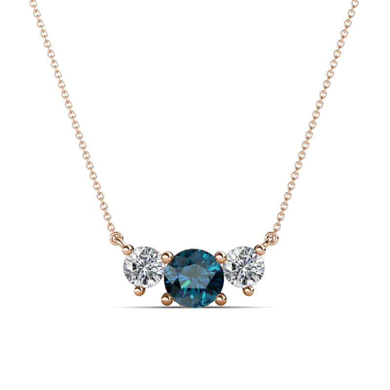 Raia Blue and White Diamond Three Stone Pendant 