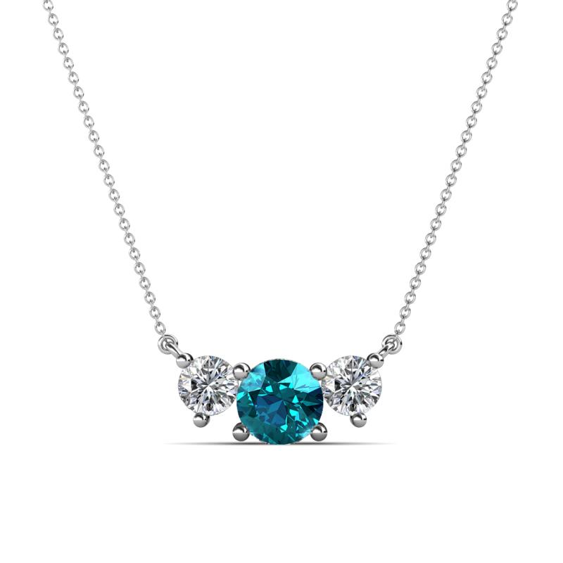 Raia London Blue Topaz and Diamond Three Stone Pendant 