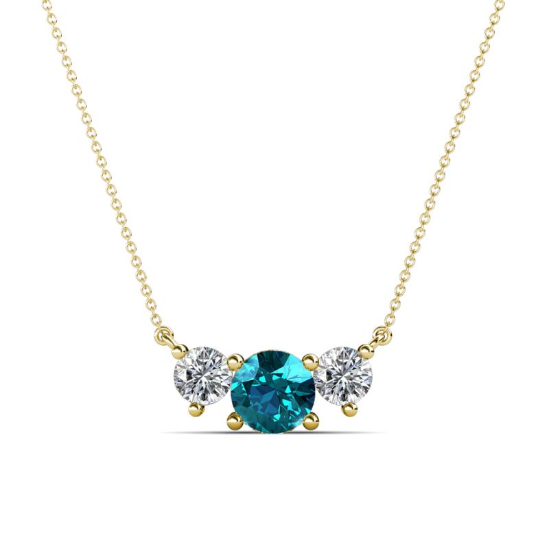 Raia London Blue Topaz and Diamond Three Stone Pendant 
