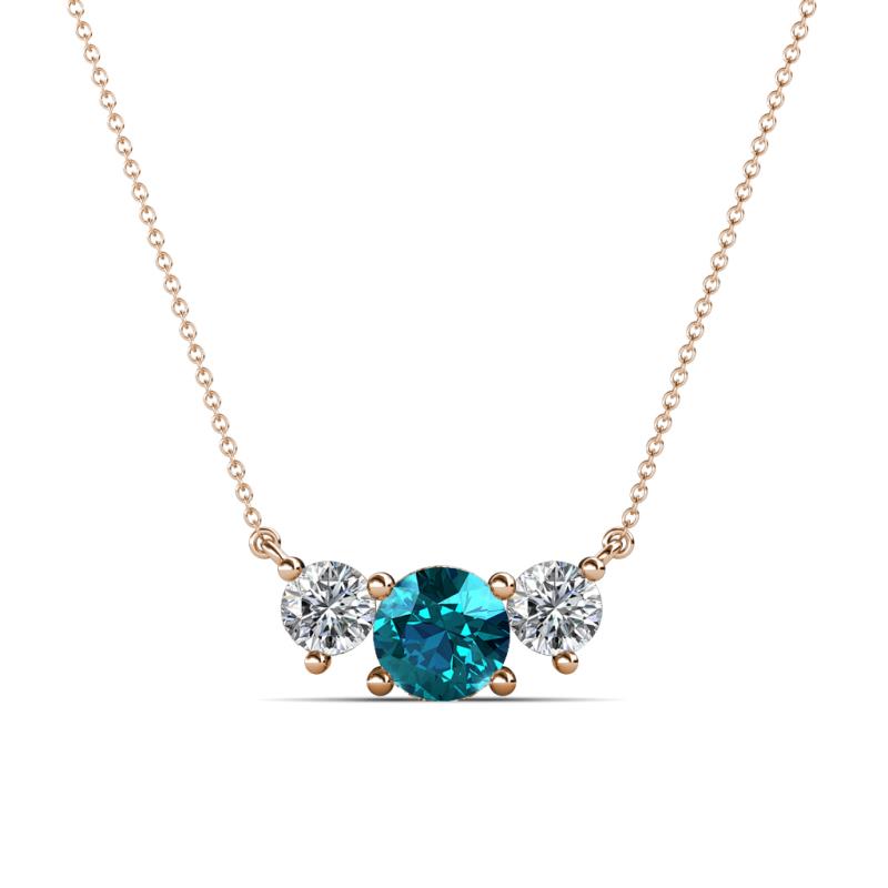 Raia London Blue Topaz and Diamond Three Stone Pendant 