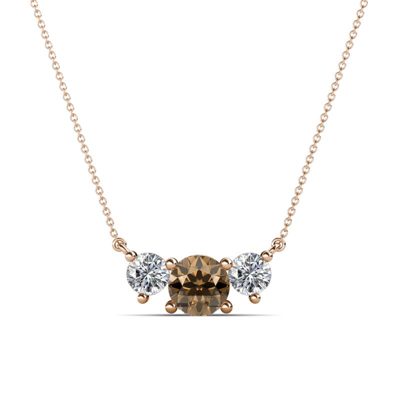 Raia Smoky Quartz and Diamond Three Stone Pendant 