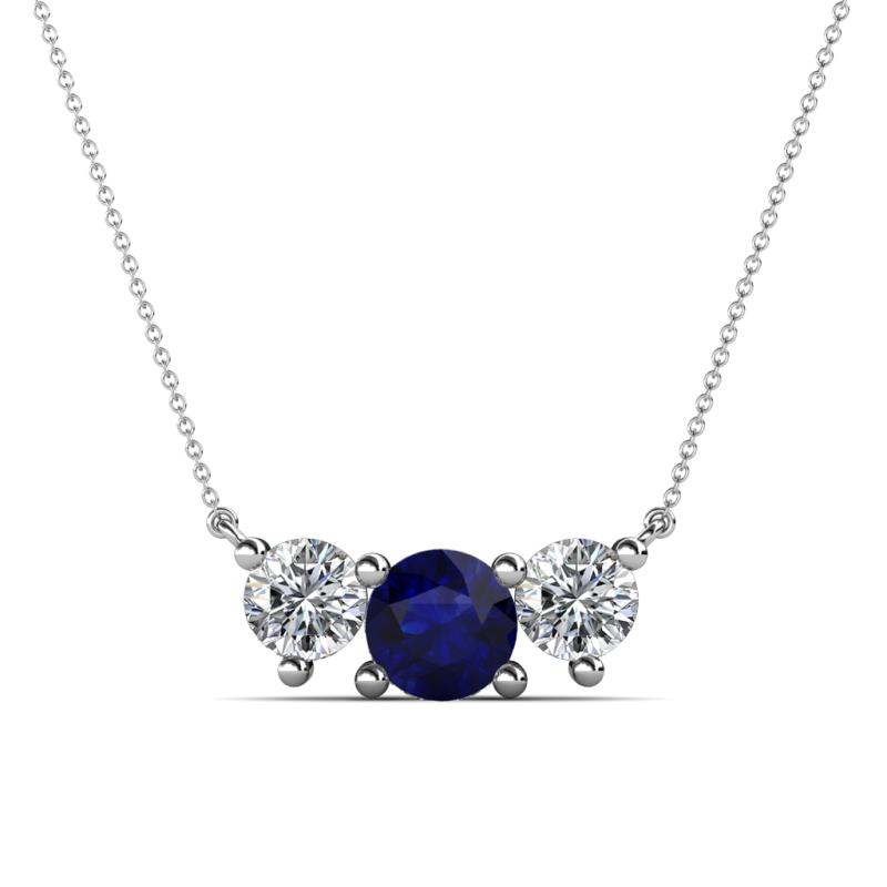 Raia Blue Sapphire and Diamond Three Stone Pendant 