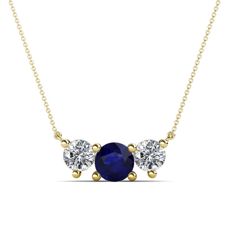 Raia Blue Sapphire and Diamond Three Stone Pendant 