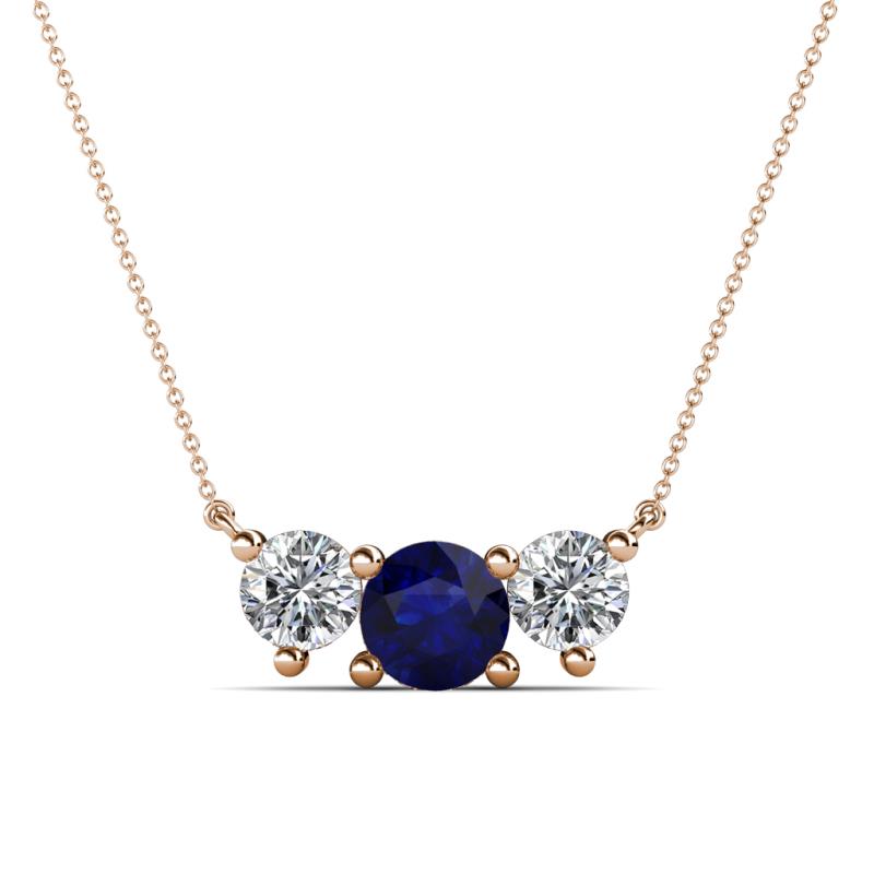 Raia Blue Sapphire and Diamond Three Stone Pendant 