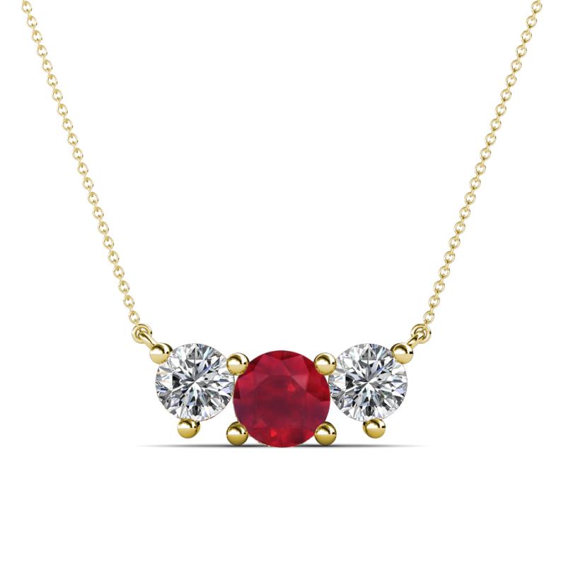 Raia Ruby and Diamond Three Stone Pendant 