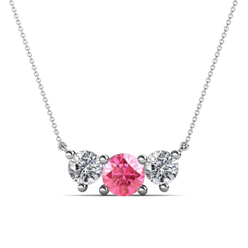 Raia Pink Tourmaline and Diamond Three Stone Pendant 