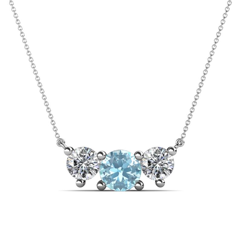 Raia Aquamarine and Diamond Three Stone Pendant 