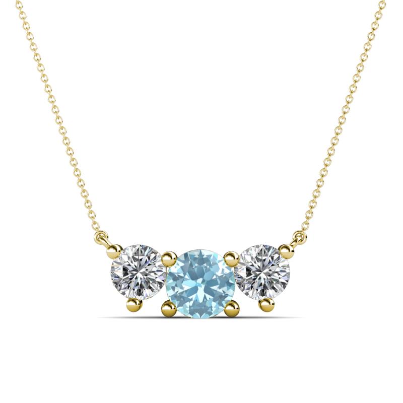 Raia Aquamarine and Diamond Three Stone Pendant 
