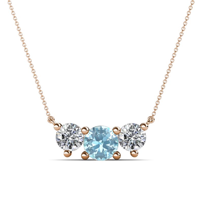 Raia Aquamarine and Diamond Three Stone Pendant 