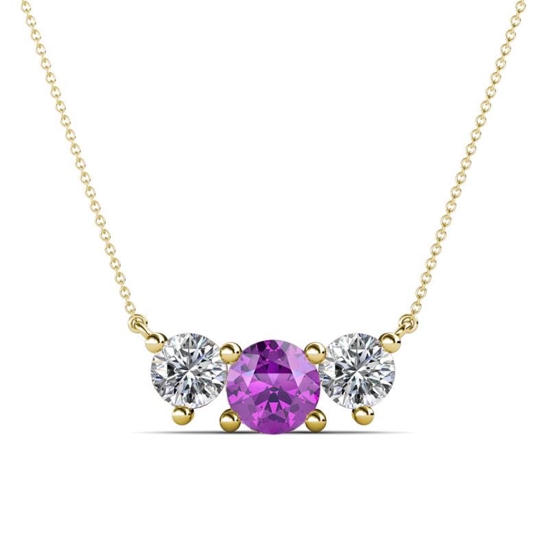 Raia Amethyst and Diamond Three Stone Pendant 
