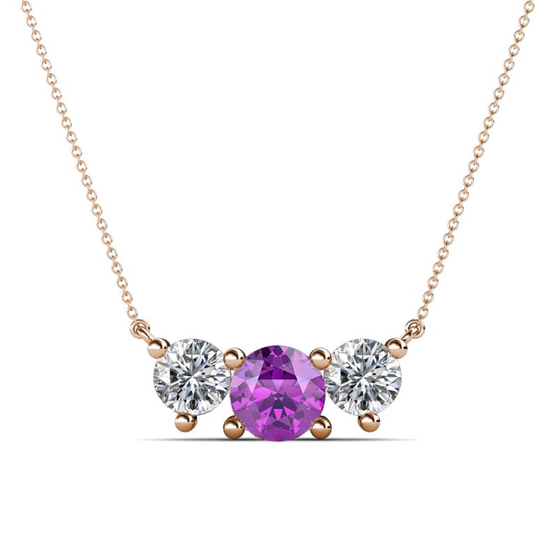 Raia Amethyst and Diamond Three Stone Pendant 