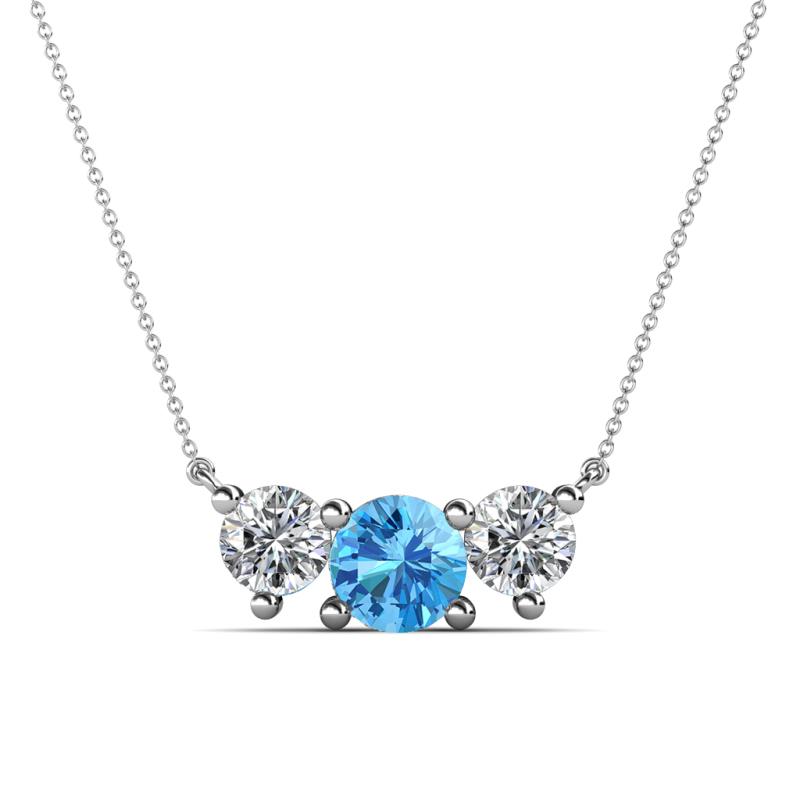 Raia Blue Topaz and Diamond Three Stone Pendant 