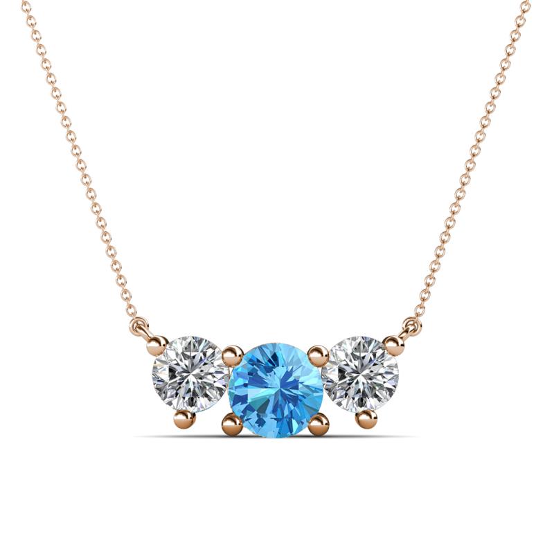 Raia Blue Topaz and Diamond Three Stone Pendant 