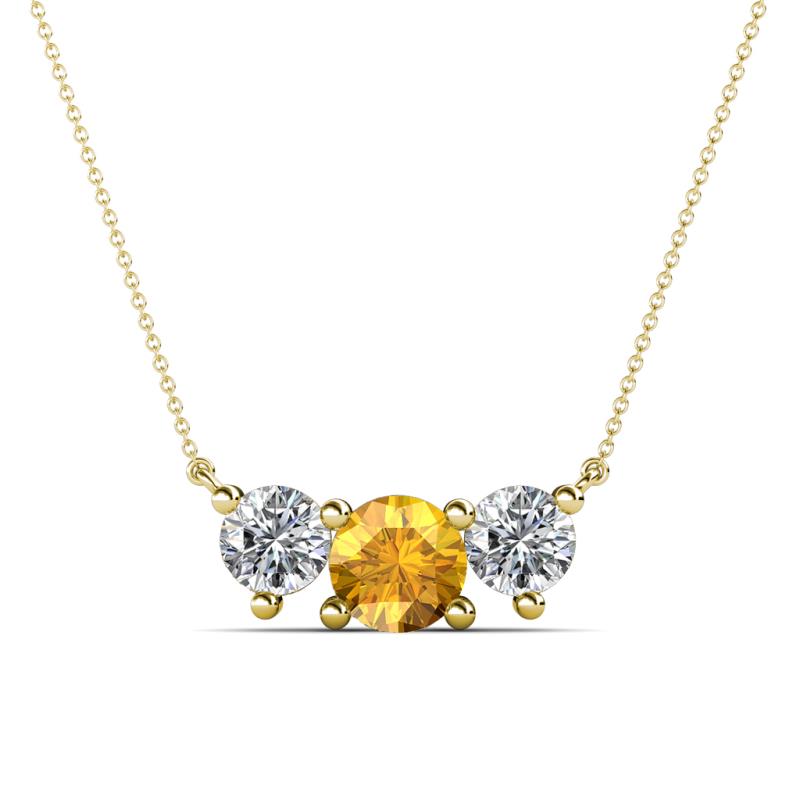 Raia Citrine and Diamond Three Stone Pendant 