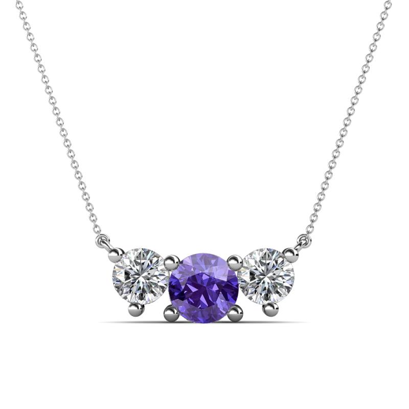 Raia Iolite and Diamond Three Stone Pendant 
