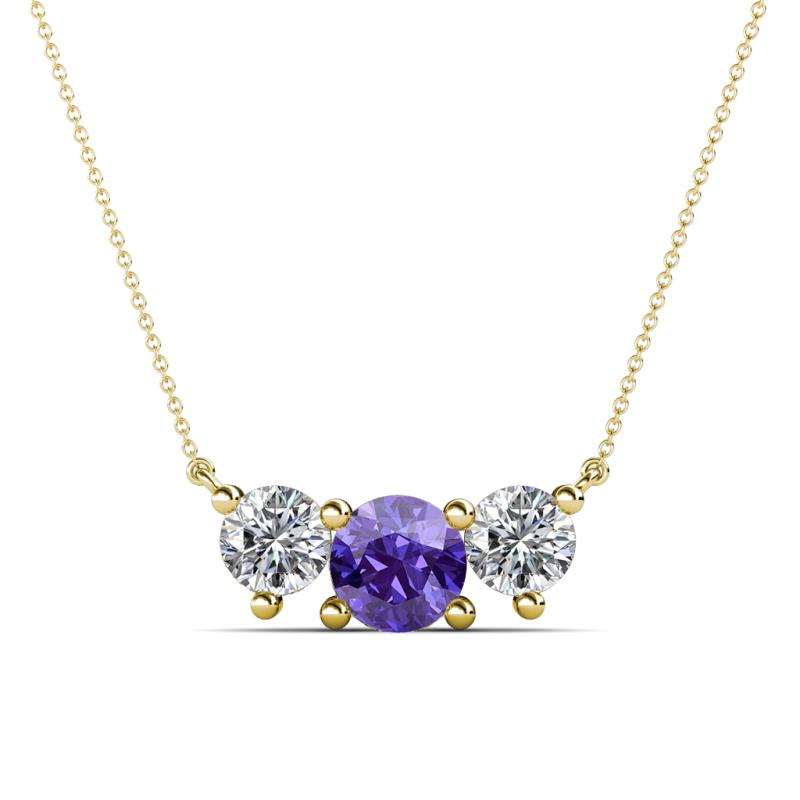 Raia Iolite and Diamond Three Stone Pendant 