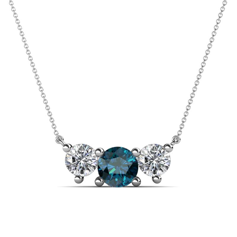 Raia Blue and White Diamond Three Stone Pendant 
