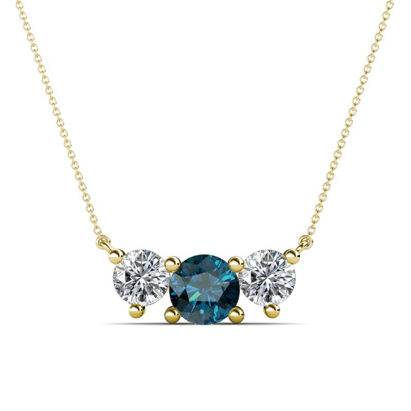 Raia Blue and White Diamond Three Stone Pendant 