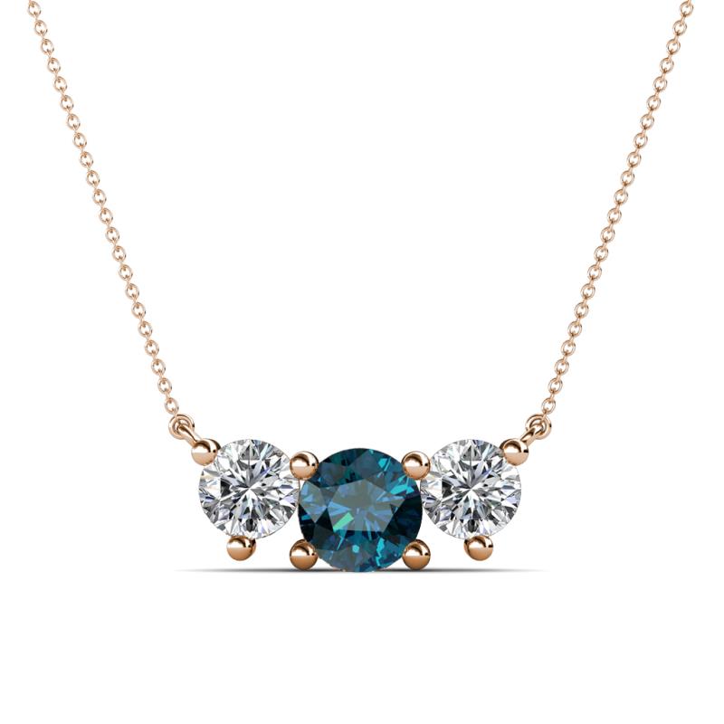 Raia Blue and White Diamond Three Stone Pendant 