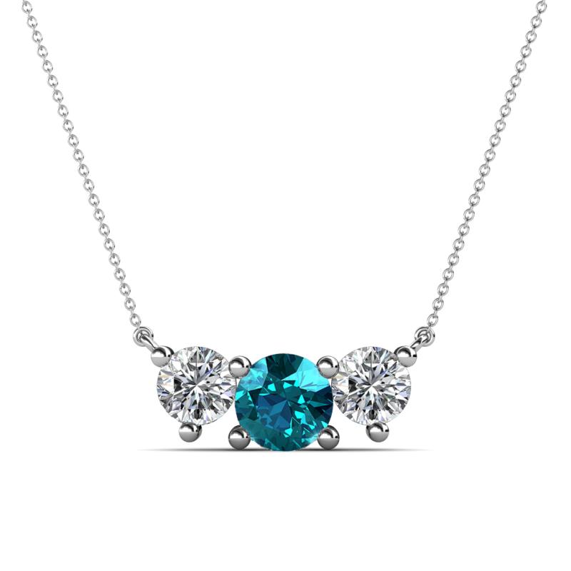 Raia London Blue Topaz and Diamond Three Stone Pendant 