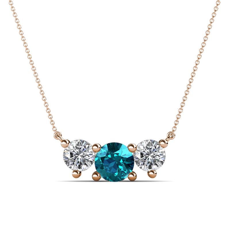 Raia London Blue Topaz and Diamond Three Stone Pendant 
