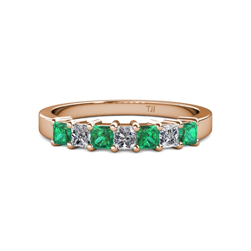 Evia 3.00 mm Emerald and Diamond Wedding Band 