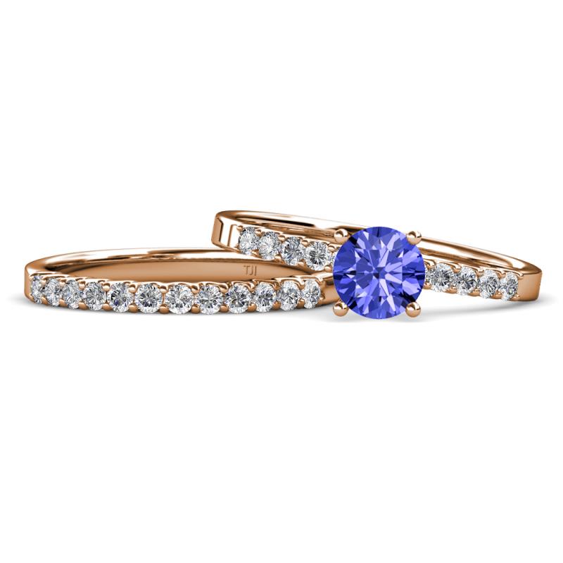 Sezen Tanzanite and Diamond Bridal Set Ring 