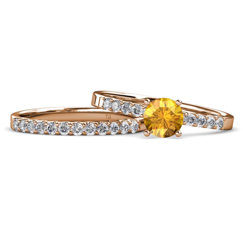 Sezen Citrine and Diamond Bridal Set Ring 