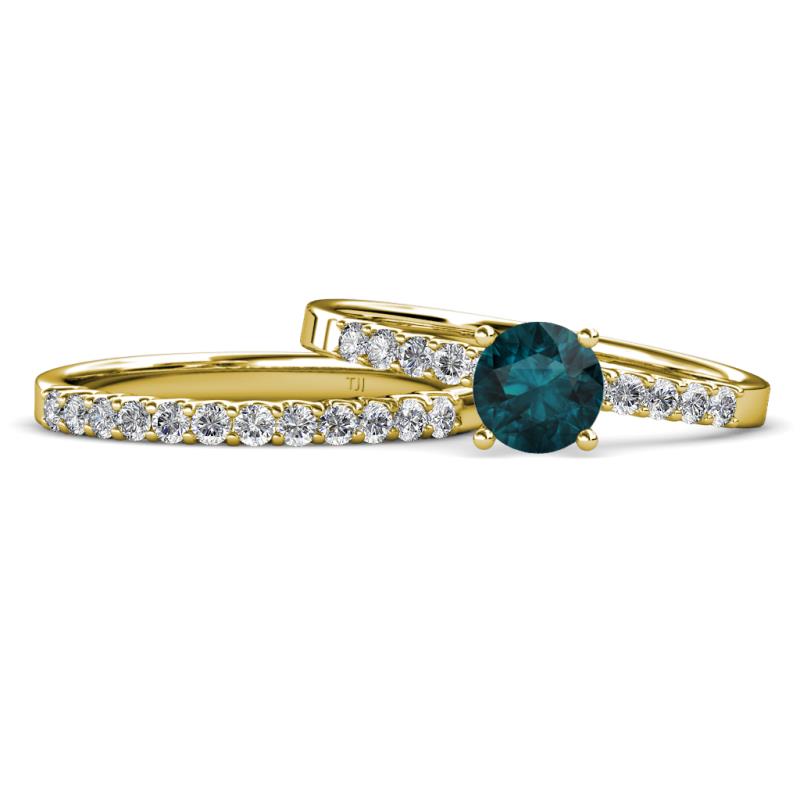 Sezen London Blue Topaz and Diamond Bridal Set Ring 