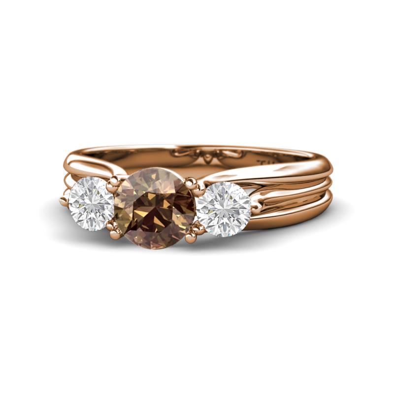 Alyssa Smoky Quartz and White Sapphire Three Stone Engagement Ring 