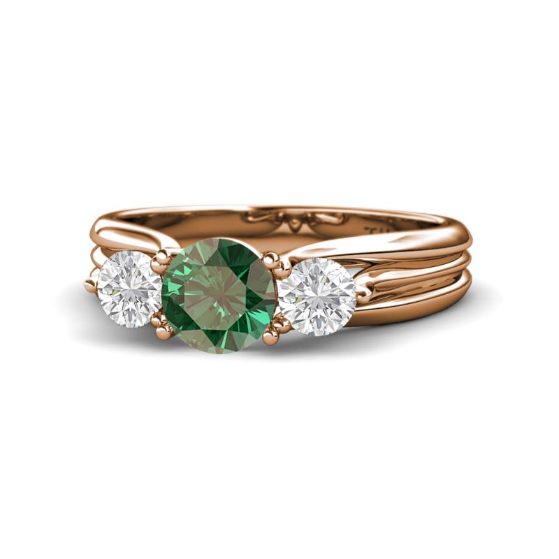 Alyssa Lab Created Alexandrite and White Sapphire Three Stone Engagement Ring 