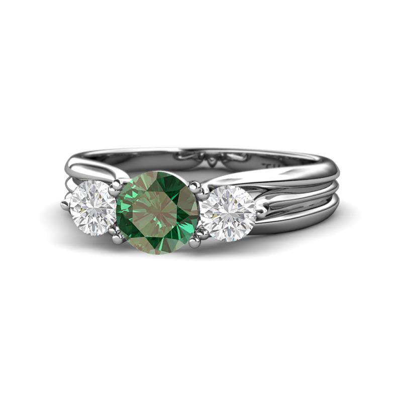 Alyssa Lab Created Alexandrite and White Sapphire Three Stone Engagement Ring 