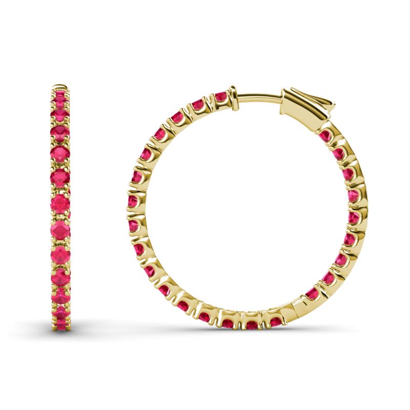 Melissa 1.05 ctw (1.70 mm) Inside Outside Round Ruby Eternity Hoop Earrings 