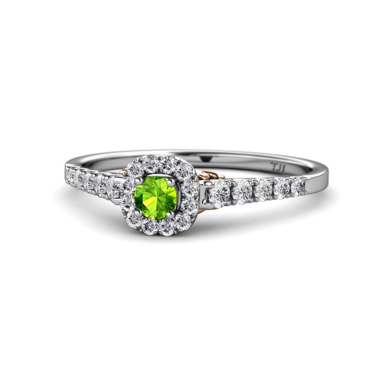 Florence Prima Peridot and Diamond Halo Engagement Ring 