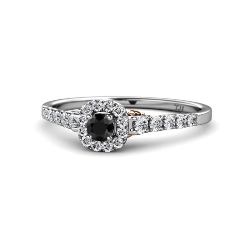 Florence Prima Black and White Diamond Halo Engagement Ring 