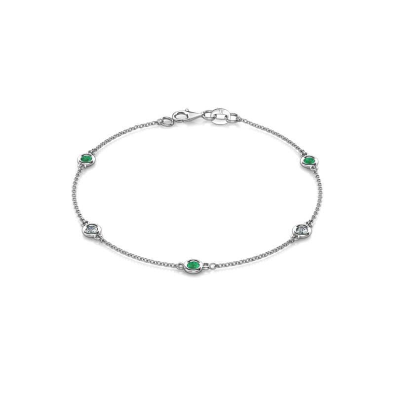 Aizza (5 Stn/3.4mm) Petite Emerald and Diamond Station Bracelet 
