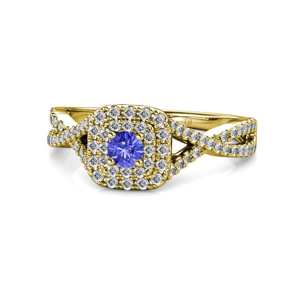 Maisie Prima Tanzanite and Diamond Halo Engagement Ring 