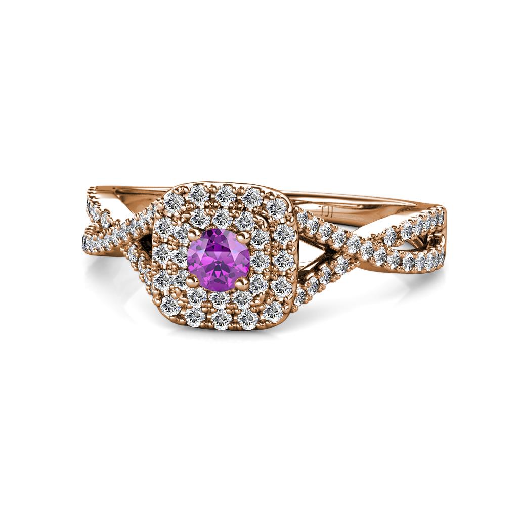Maisie Prima Amethyst and Diamond Halo Engagement Ring 
