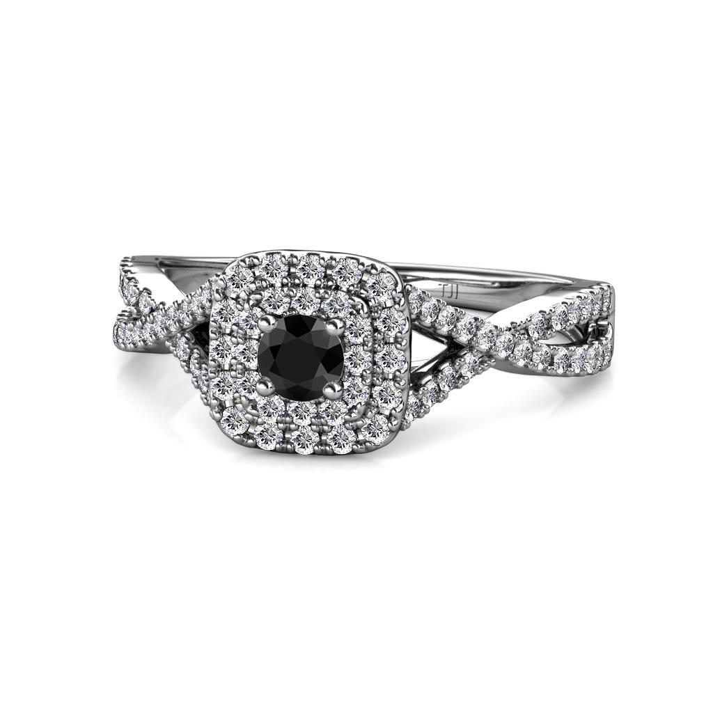 Maisie Prima Black and White Diamond Halo Engagement Ring 