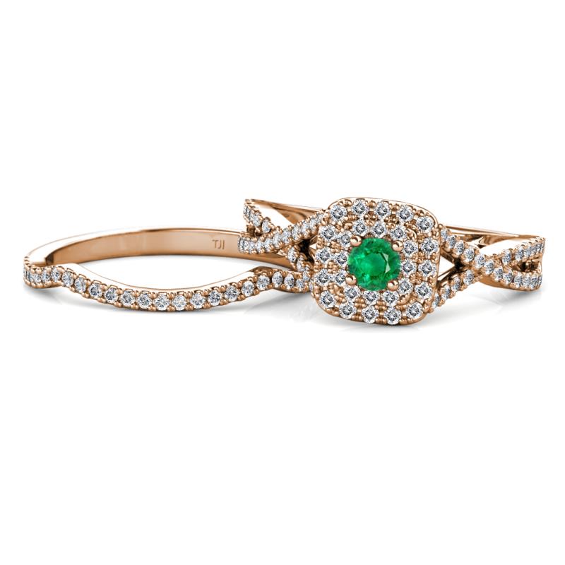 Maisie  Prima 0.60 ctw Emerald (3.80 mm) Halo Bridal Set Ring 