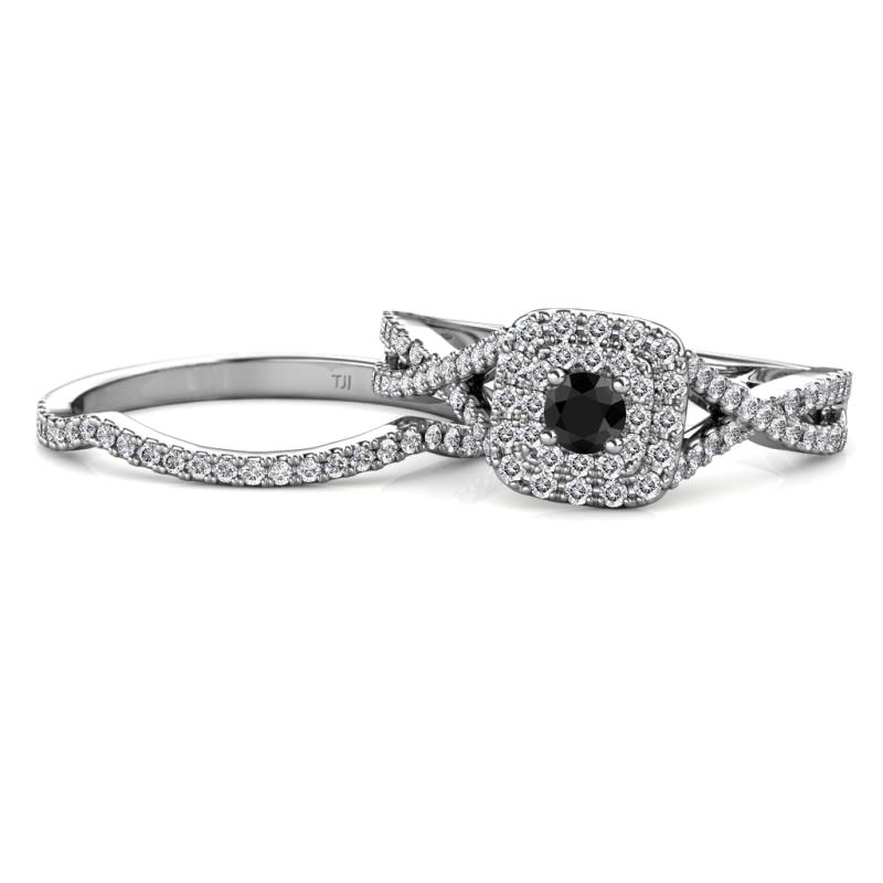 Maisie  Prima 0.63 ctw Black Diamond (3.80 mm) Halo Bridal Set Ring 