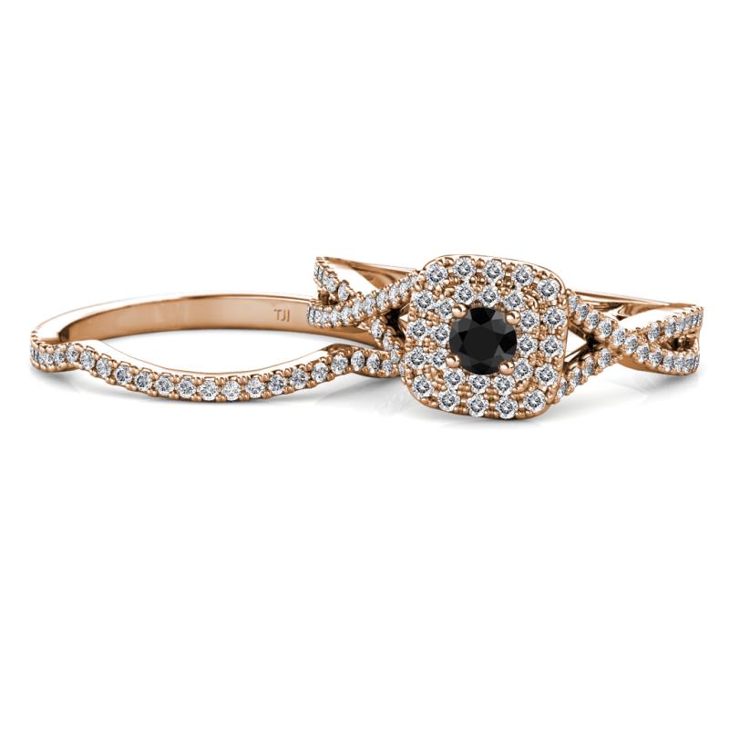 Maisie  Prima 0.63 ctw Black Diamond (3.80 mm) Halo Bridal Set Ring 