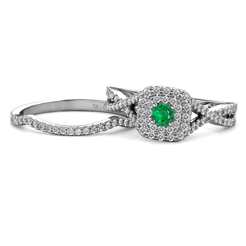 Maisie  Prima 0.60 ctw Emerald (3.80 mm) Halo Bridal Set Ring 