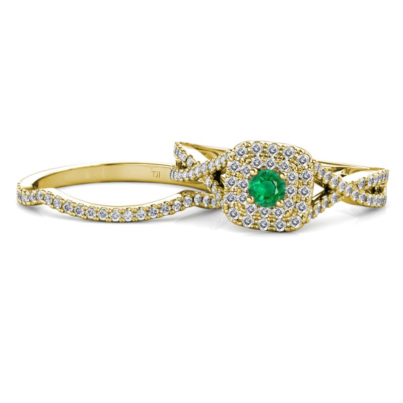 Maisie  Prima 0.60 ctw Emerald (3.80 mm) Halo Bridal Set Ring 