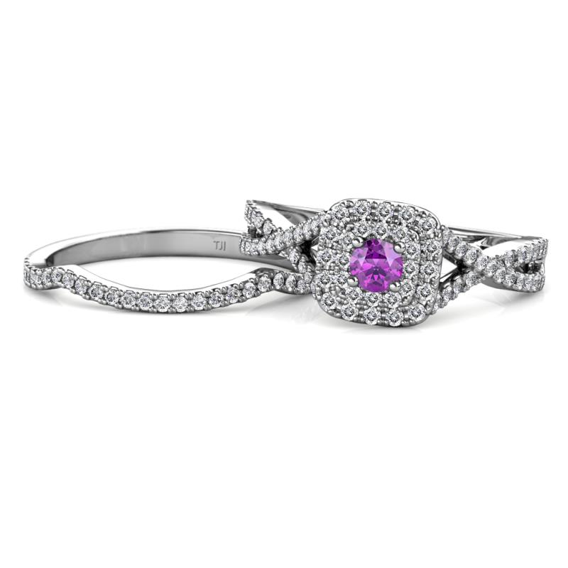 Maisie  Prima 0.60 ctw Amethyst (3.80 mm) Halo Bridal Set Ring 