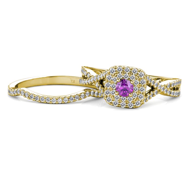 Maisie  Prima 0.60 ctw Amethyst (3.80 mm) Halo Bridal Set Ring 