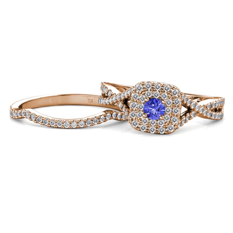 Maisie  Prima 0.62 ctw Tanzanite (3.80 mm) Halo Bridal Set Ring 