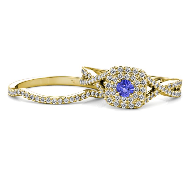 Maisie  Prima 0.62 ctw Tanzanite (3.80 mm) Halo Bridal Set Ring 